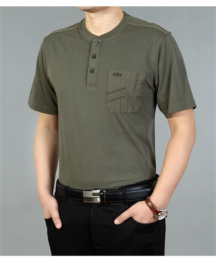 Men's Pocket Cotton Embroidered Chic T-shirt