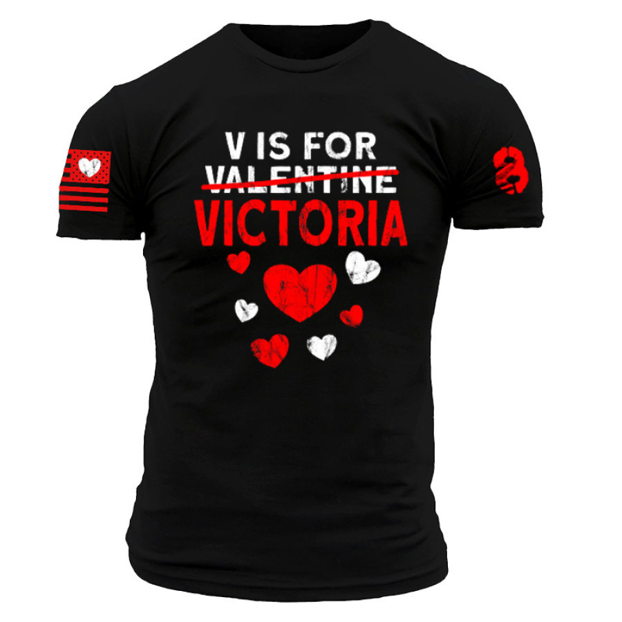 

V Is For Valentine Victoria Valentine's Day Men's Cotton T-Shirt
