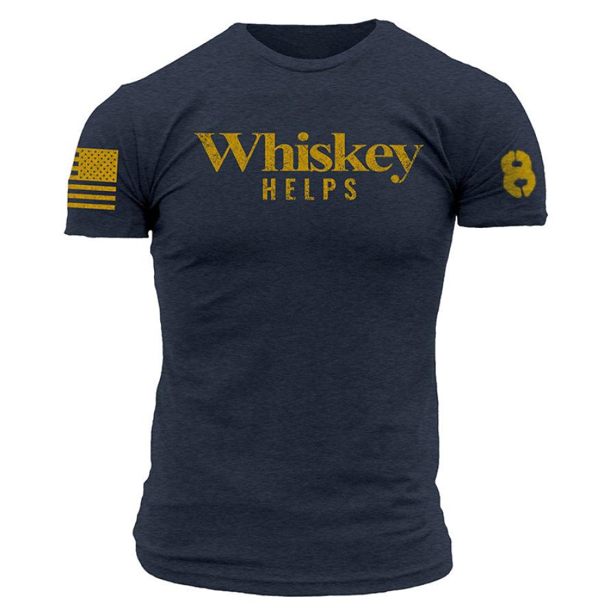 

Men's Outdoor Whiskey Print Tactical Cotton T-Shirt