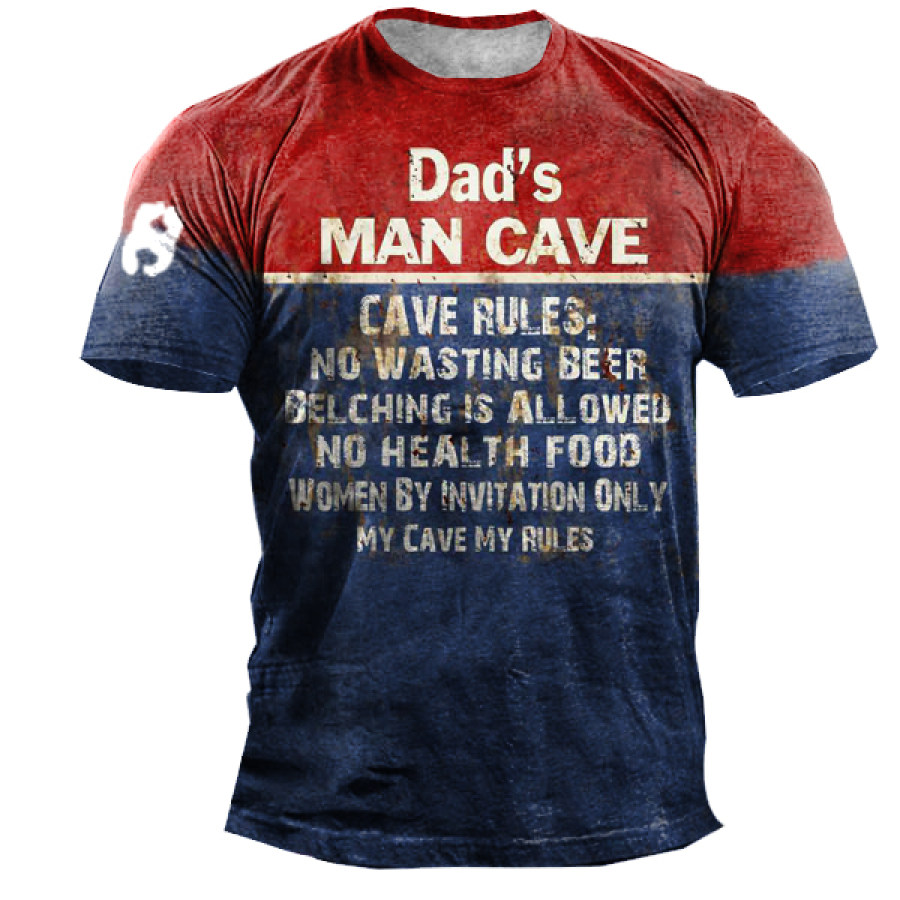 

Dad's Man Cave Rules Shield Metal Men's Outdoor Tactical T-Shirt