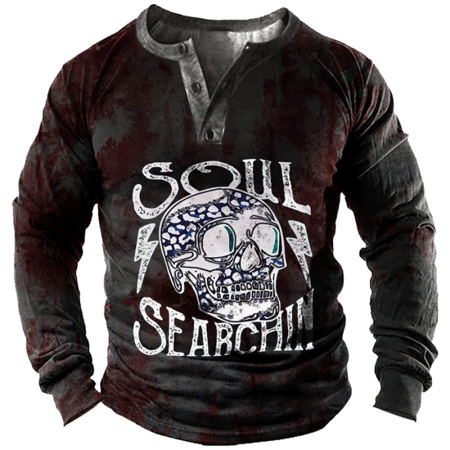 

Men's Soul Searchin Skull Rock Henley T-shirt