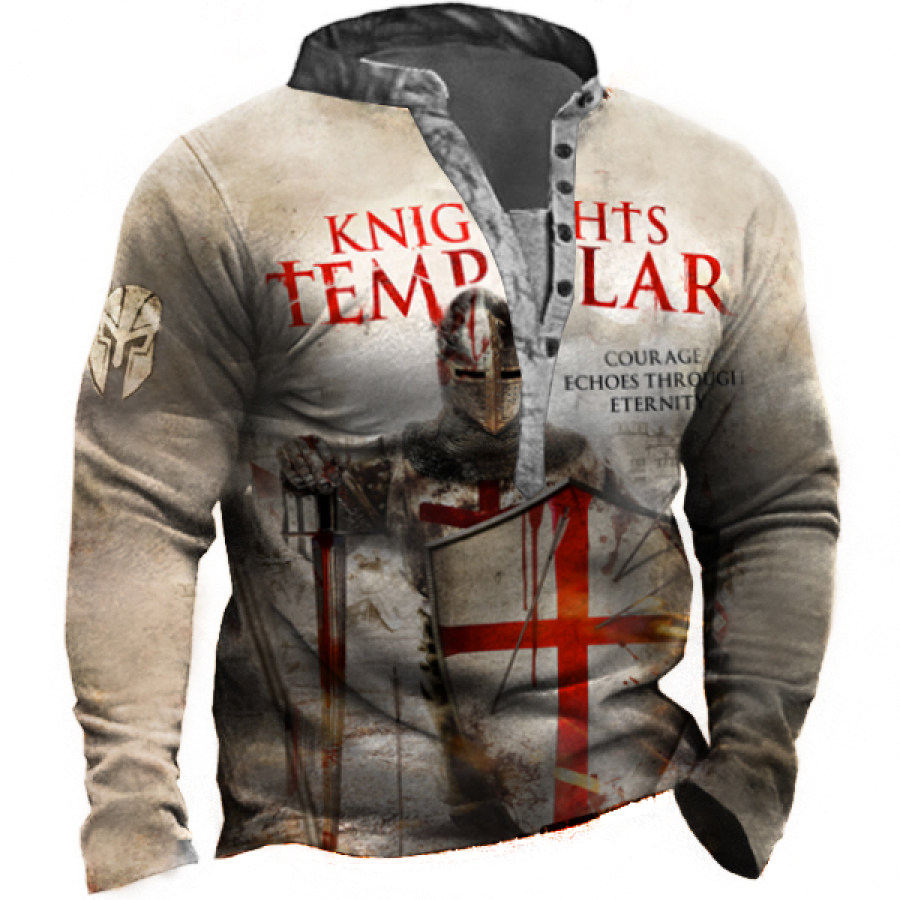 

Men's Knight Templar Vintage Henley Tactical Shirt