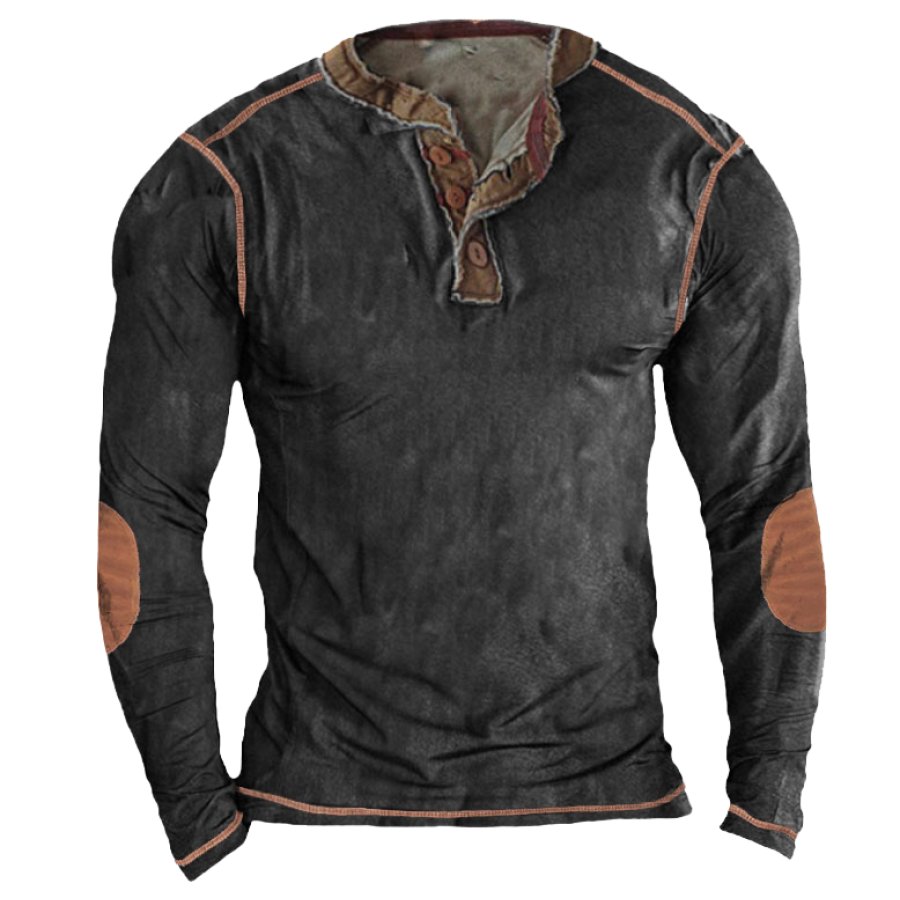 

Men's Outdoor Retro Tactical Henley Long Sleeve Shirt