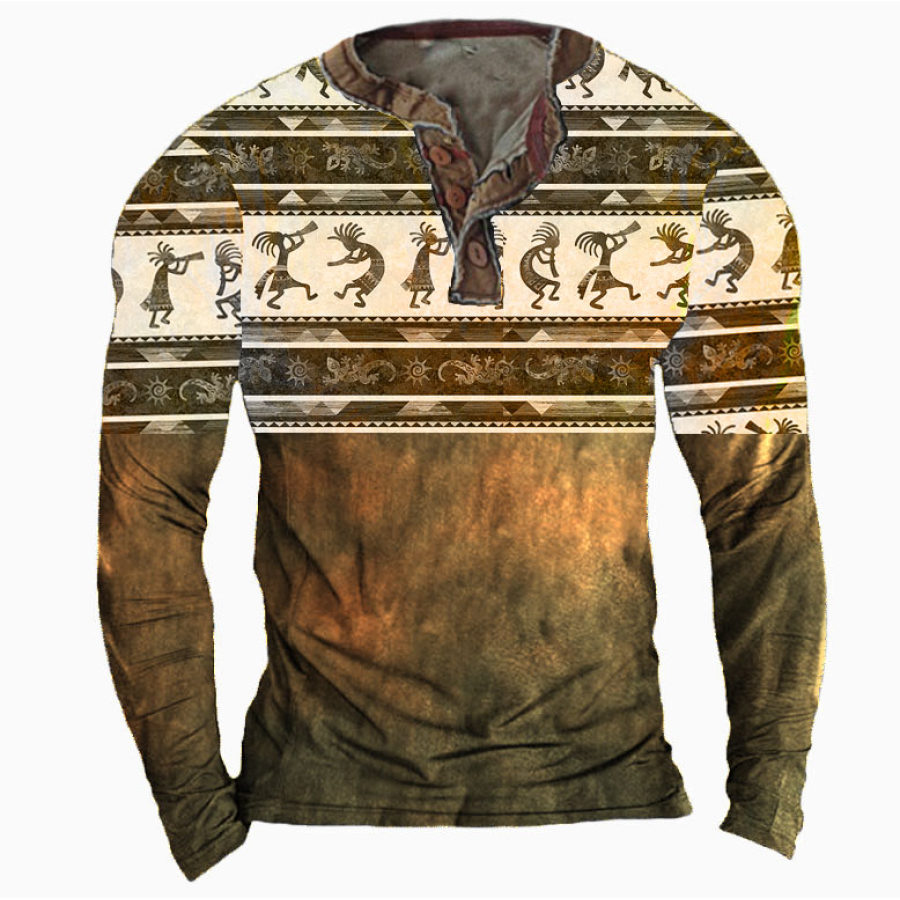 

Men's Outdoor Aztec Henley Long Sleeve Shirt