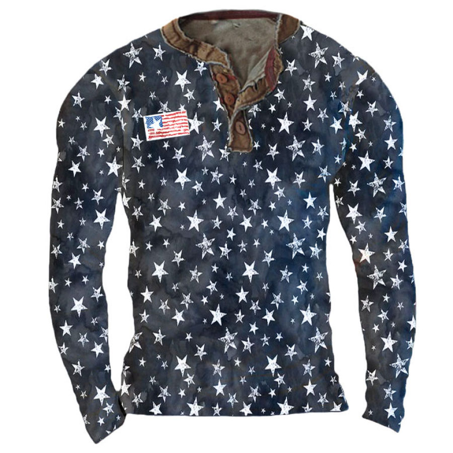 

Men's Outdoor American Flag Henley Long Sleeve Shirt