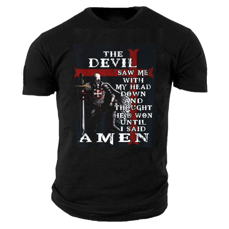 Men's Outdoor The Devil Chic Saw Me With My Head Down Cotton T-shirt