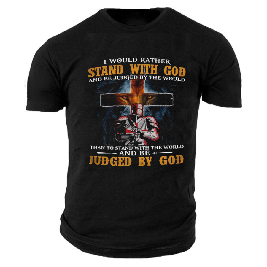 Men's Outdoor Stand With God Judged By God Cotton T-Shirt