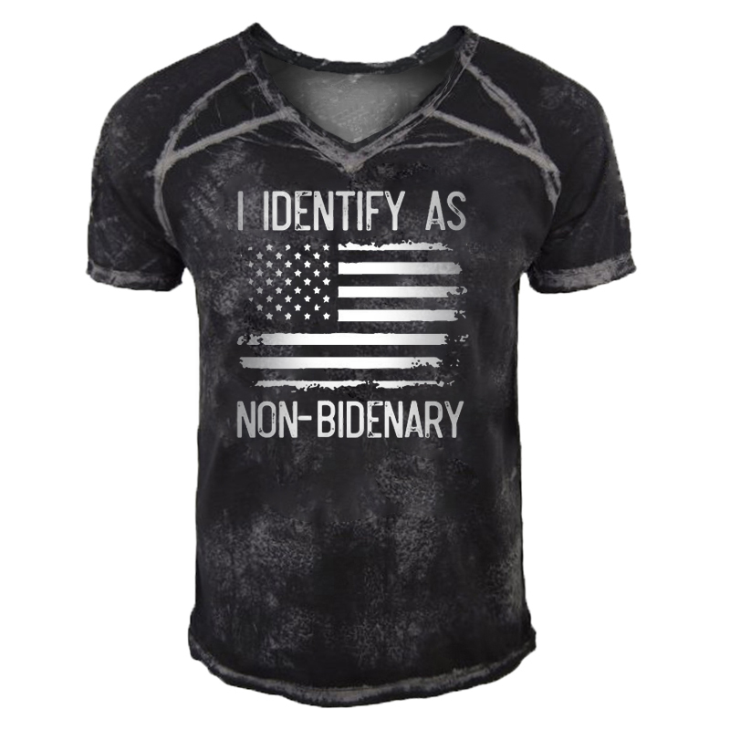 Men's Outdoor I Identify Chic As Non-bidenary American Flag T-shirt