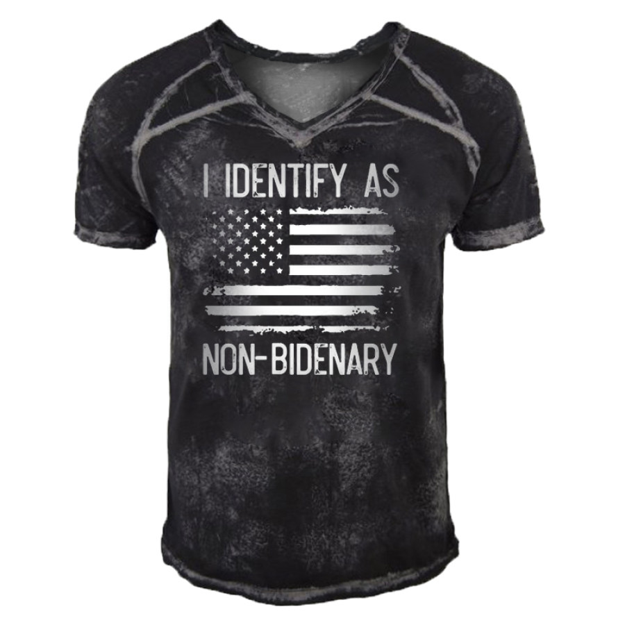 

T-shirt Da Uomo All'aperto Che Identifico Come Bandiera Americana Non Bidenaria