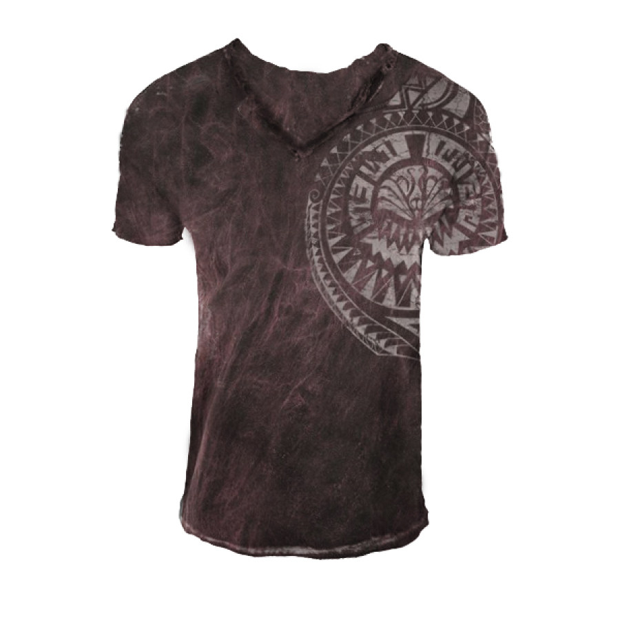 Regular V Neck Mens Printed T-shirt