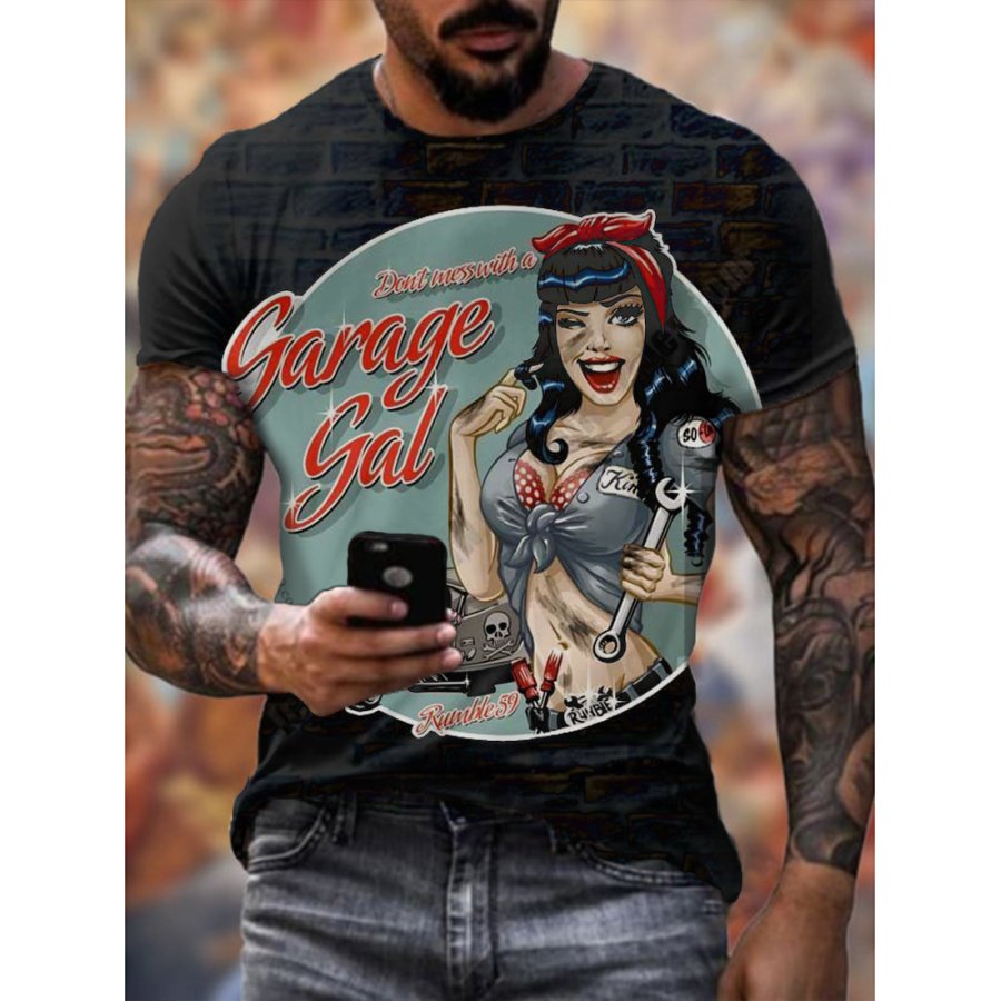 

Mens Retro Moto Tin Logo Printed T-shirt