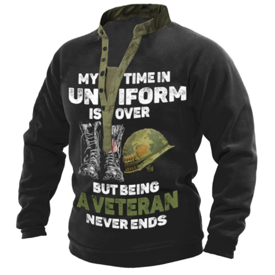

My Time In Uniform Is Over But Being Aveteran Never Ends Men's Vintage Collar Sweatshirt