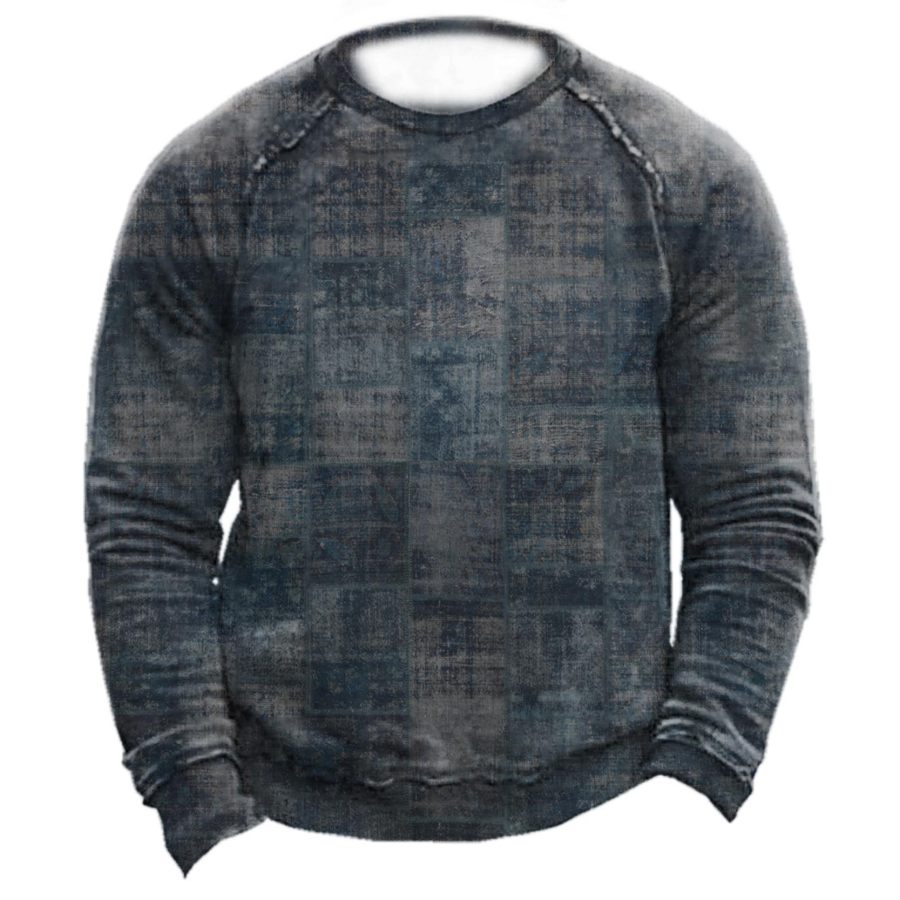 

Men's Outdoor Retro Plaid Print Sweatshirt