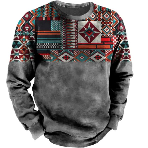 Men's Outdoor Western Ethnic Pattern Tactical Sweatshirt - Blaroken.com