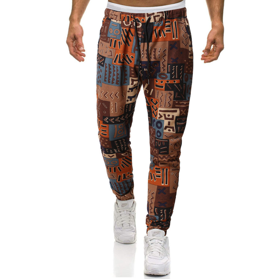 

Men's Elastic Waist Ethnic Print Lounge Pants