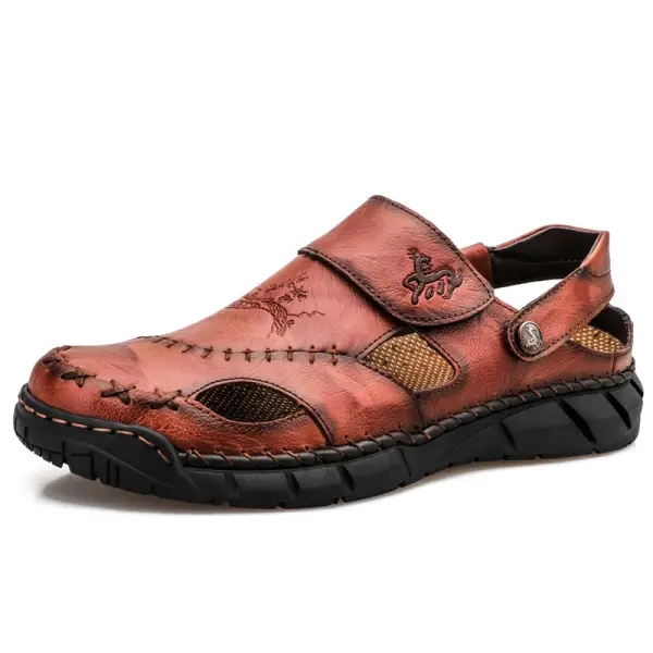 Men's Soft Lucky Deer Print Athleisure Two Wear Sandals - Sanhive.com 