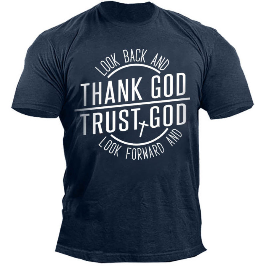 

Men's Outdoor Thank God Trust God Print Cotton T-Shirt