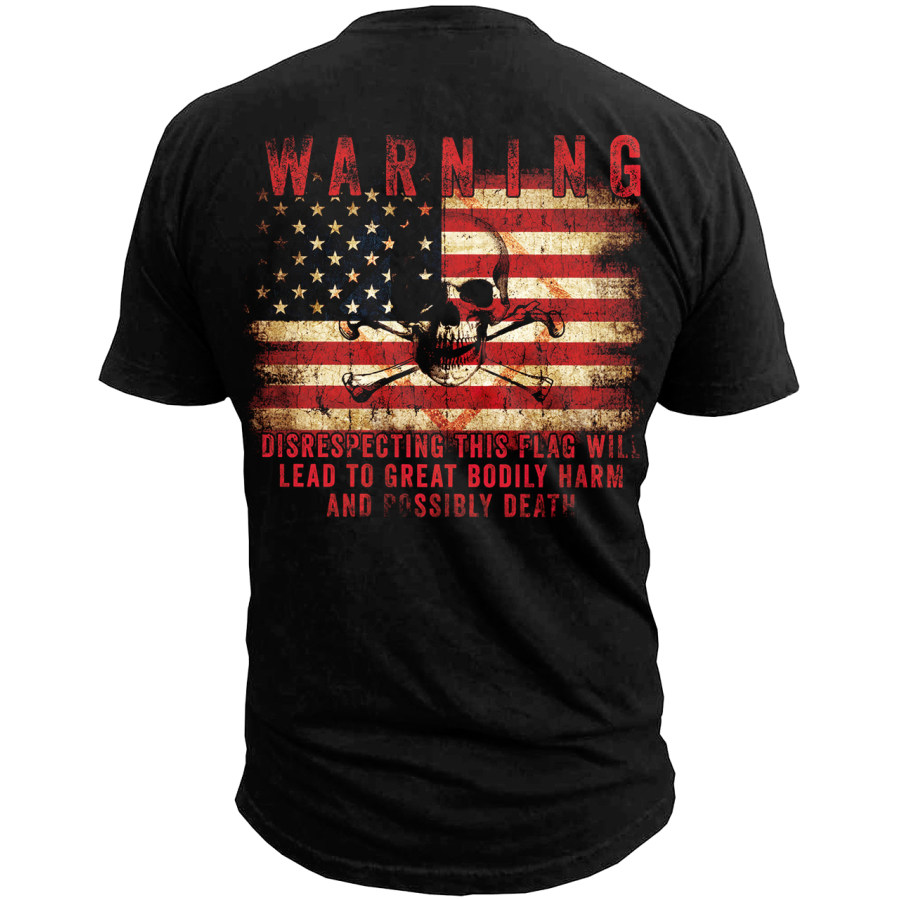 

Warning Disrespecting This Flag Will Lead To Great Bodly Harm And Possibly Death Men's Cotton T-Shirt