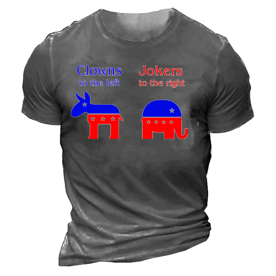 

Clowns To The Left Jokers To The Right Men's Cotton Short Sleeve T-Shirt