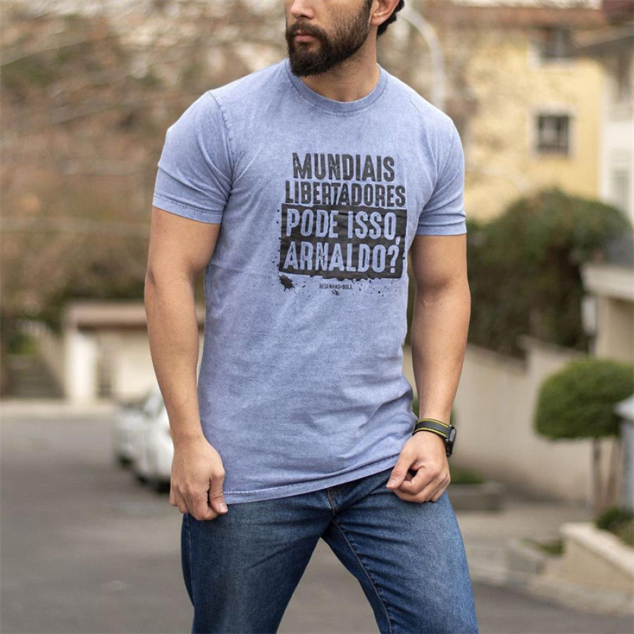 

Mundias Libertadores Men's Letter Print T-Shirt