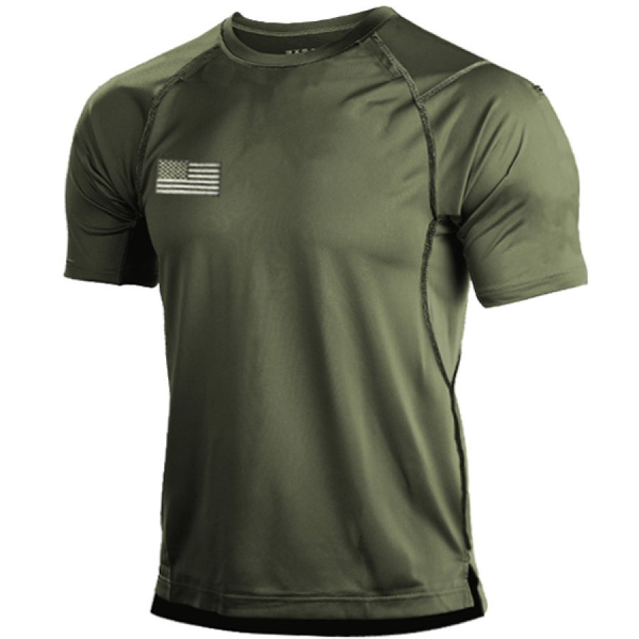 

Men's Outdoor American Flag Tactical Quick Dry Sports Short Sleeve T-Shirt