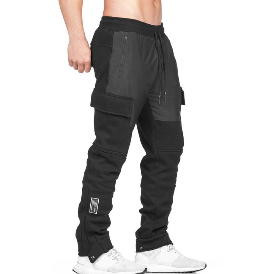 

Men's Drawstring Elastic Waist Panel Adjustable Hem Casual Sports Pants