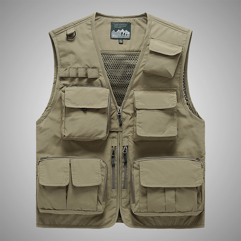 Men's Mesh Multi Pocket Chic Detachable Back Breathable Outdoor Multifunctional Vest