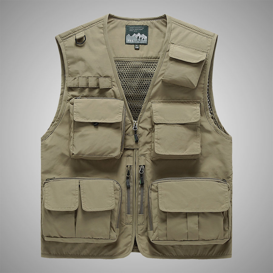 

Gilet Multifonctionnel Extérieur Respirant à Dos Détachable En Maille Multi-poches Pour Hommes