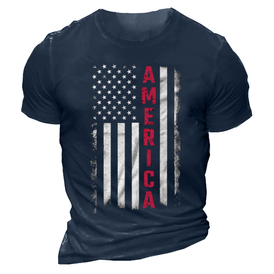 

Men's Outdoor American Flag Cotton T-Shirt