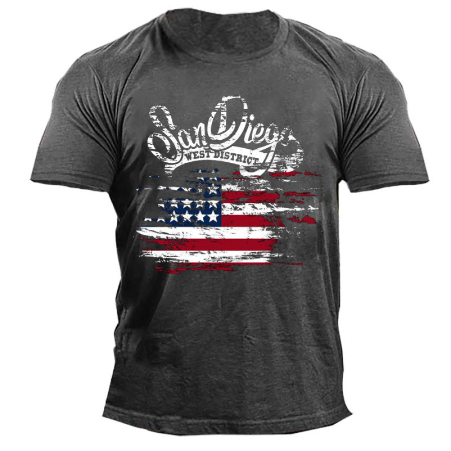 

Men's Outdoor American Flag And San Diego Cotton T-Shirt