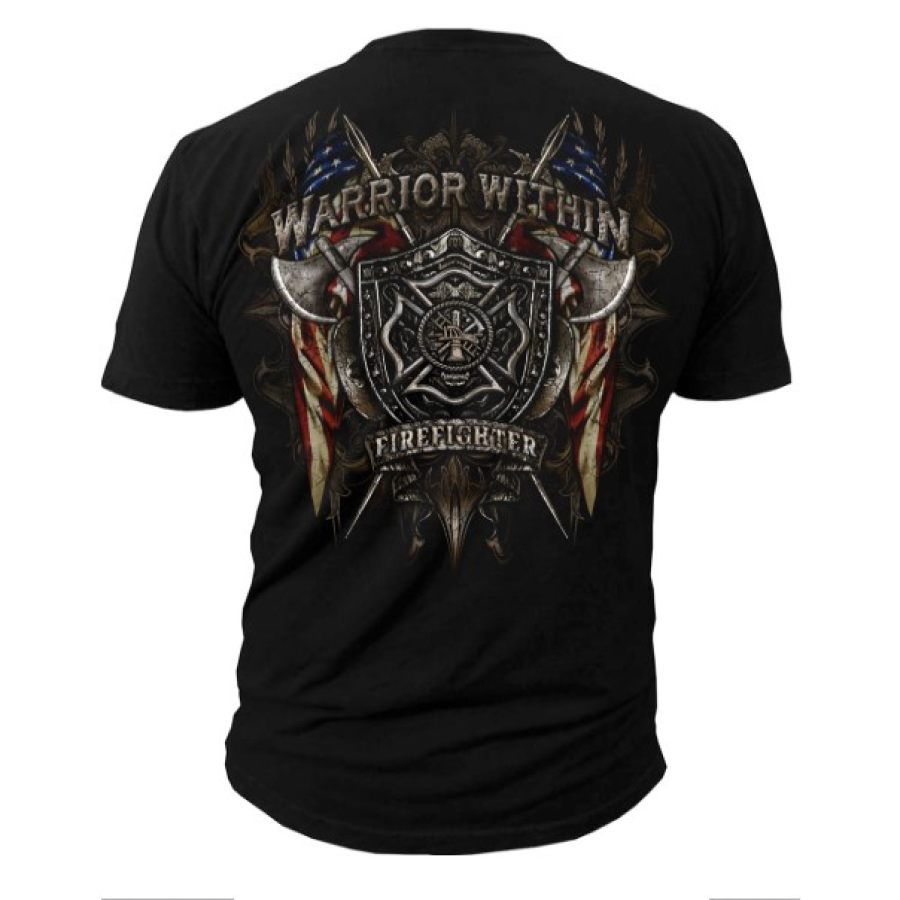 

Warrior Within Firefighter Men's Cotton Print T-Shirt