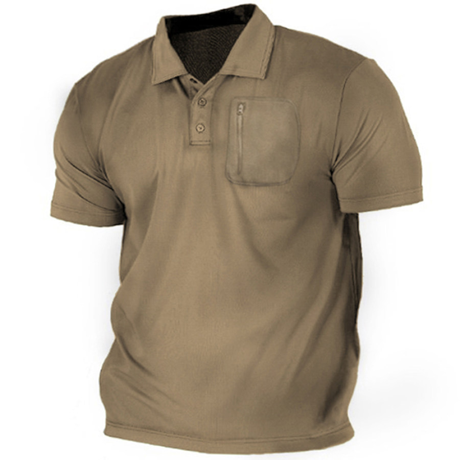 

Men's Outdoor Zip Pocket Tactical Short Sleeve Sports Polo T-Shirt