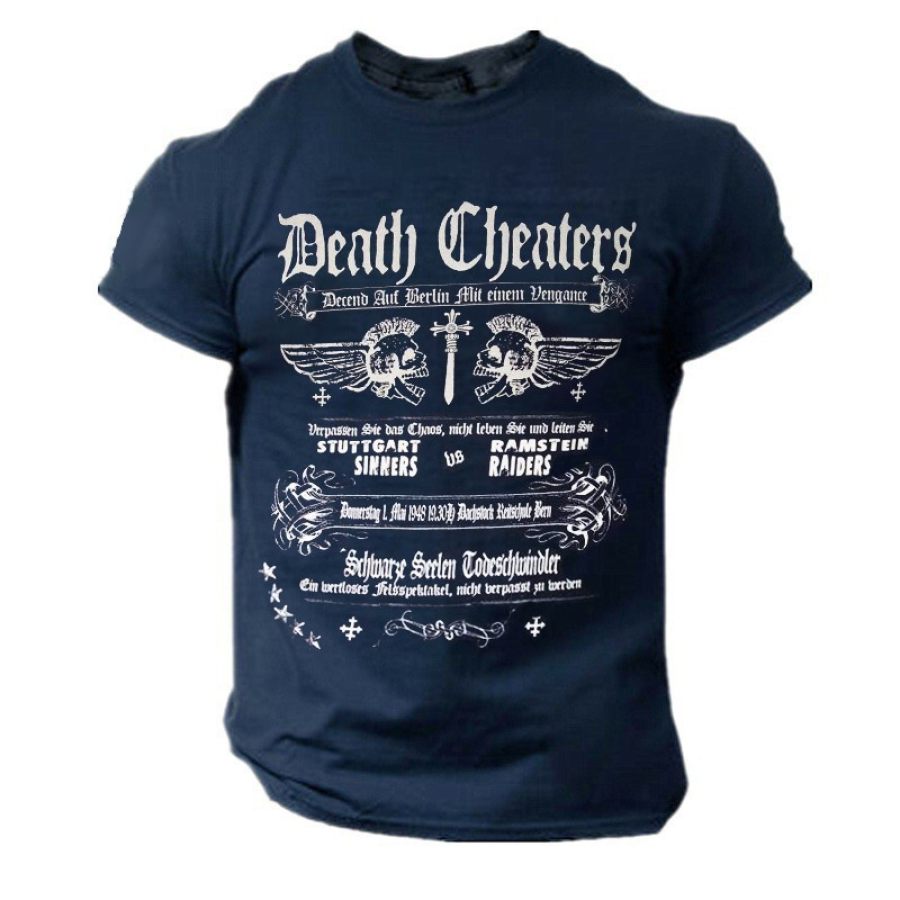 

Death Cheaters Men's Cross Skull Cotton Print T-Shirt