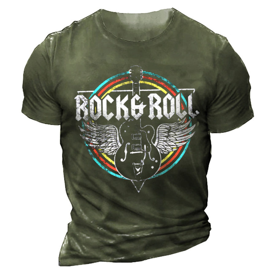 Men's Outdoor Rock Roll Guitar Cotton T-Shirt