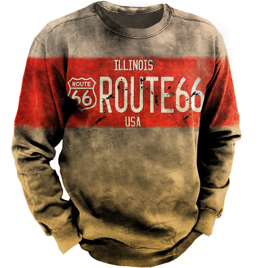 

Men's Outdoor Vintage Route 66 Print Tactical Casual Sweatshirt