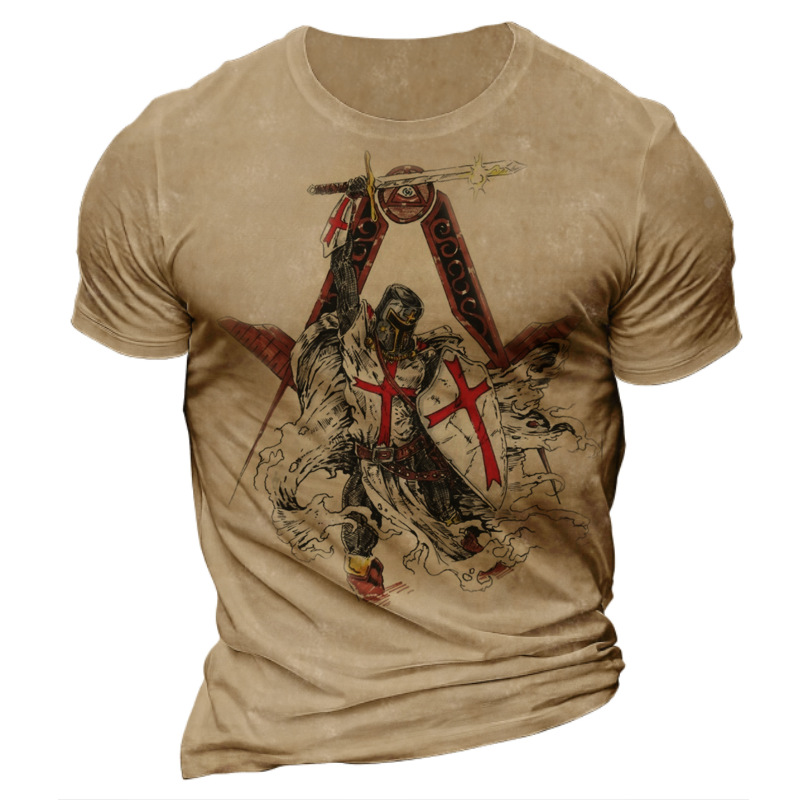 Men's Templar Print Cotton Print Chic T-shirt