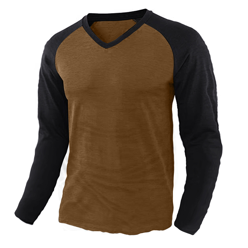 Men's Patchwork Contrast Raglan Sleeve Chic T-shirt