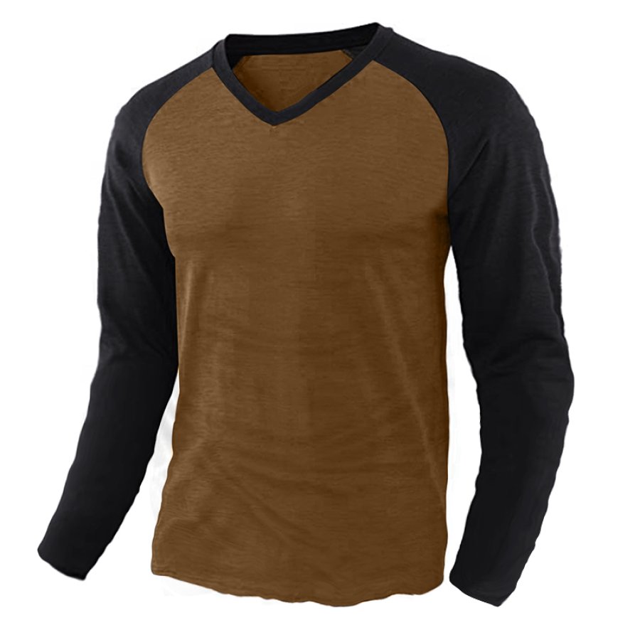 

Men's Patchwork Contrast Raglan Sleeve T-Shirt