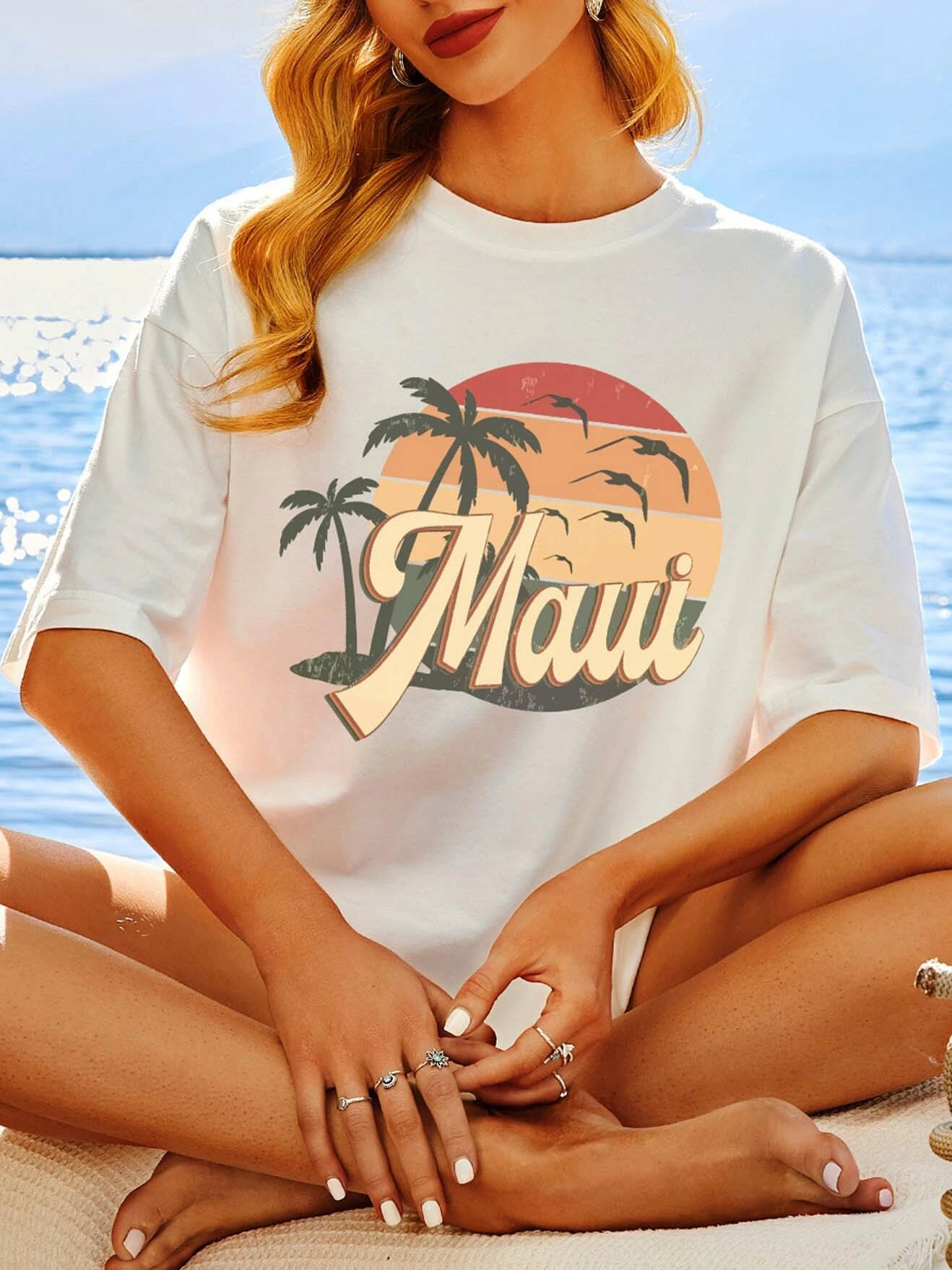 Women's Maui Coconut Tree Chic Cotton Oversized T-shirt