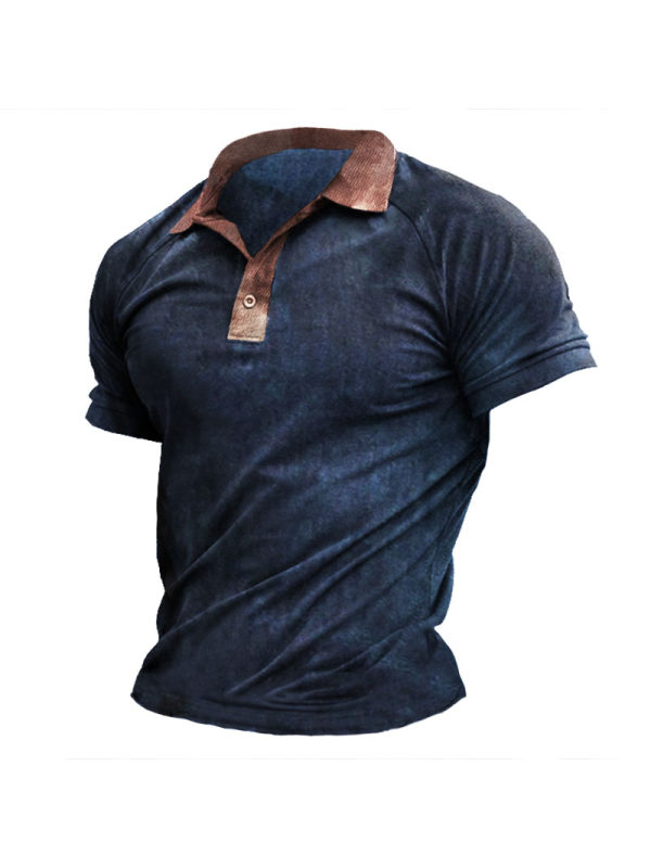 Men's Outdoor Tactical Vintage Print Henley Shirt