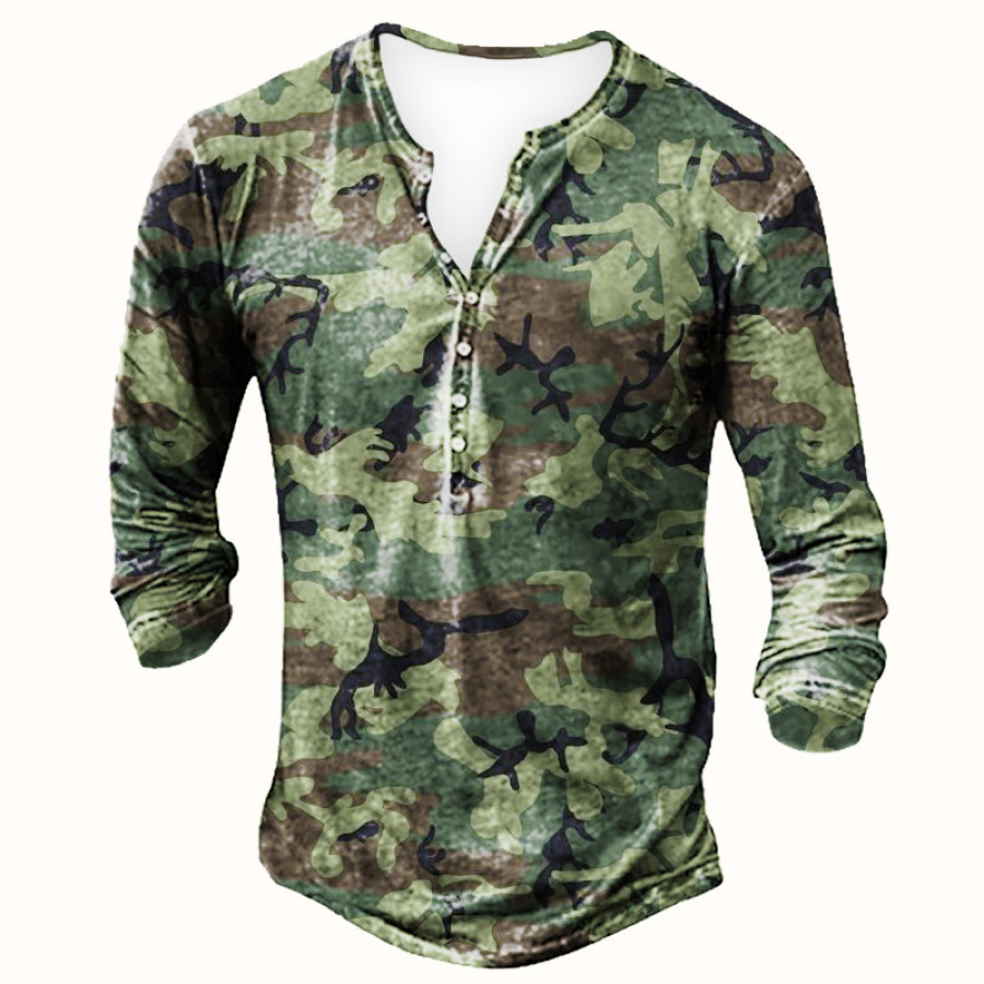 

Men's Camouflage Training Uniform Long Sleeves Henley Shirt