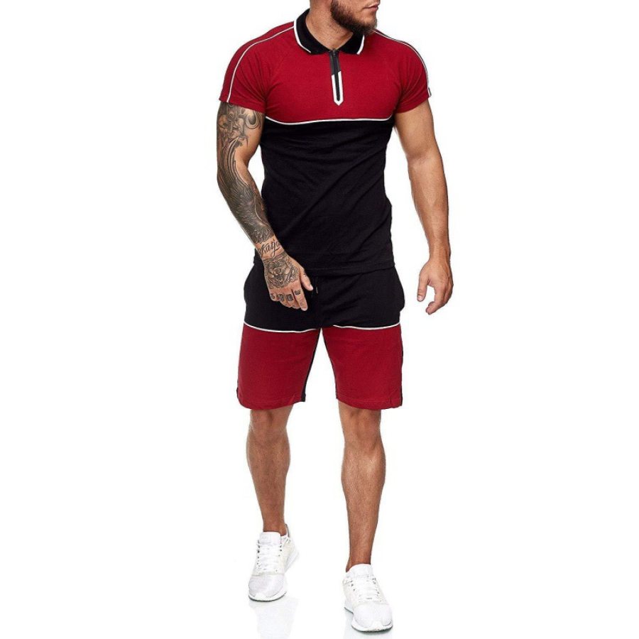 

Men's Fitness Colorblock Slim Fit Rest Sports Set