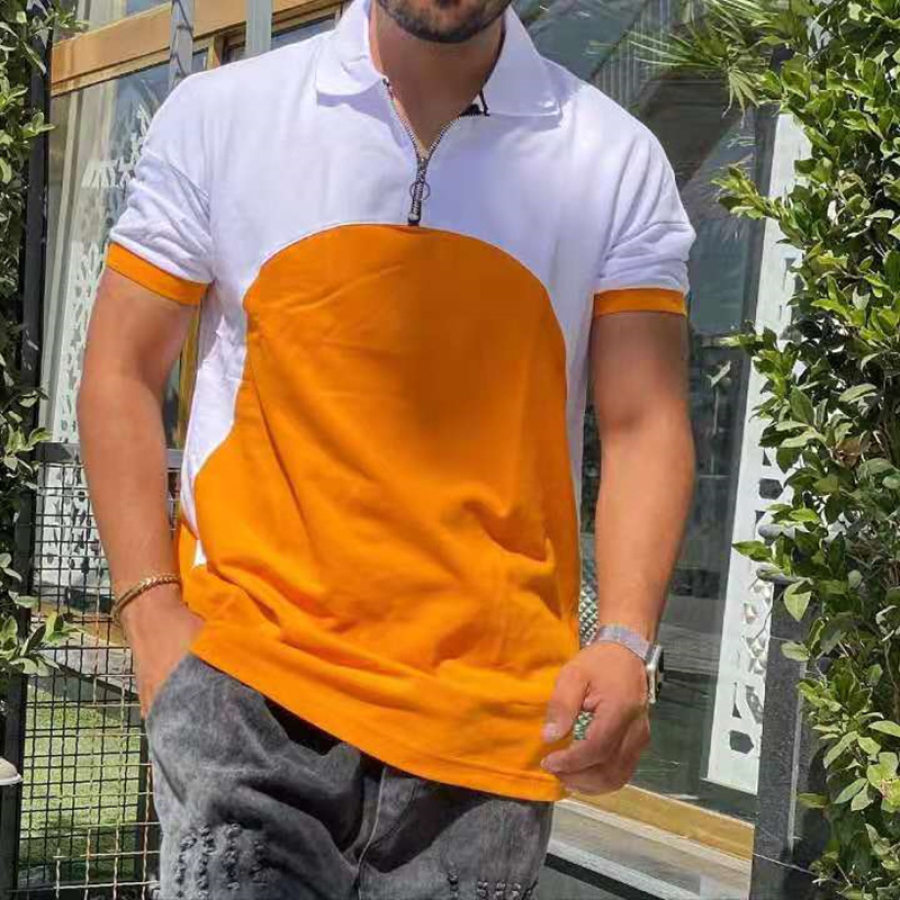 

Men's Colorblock Sports Casual Polo Shirt