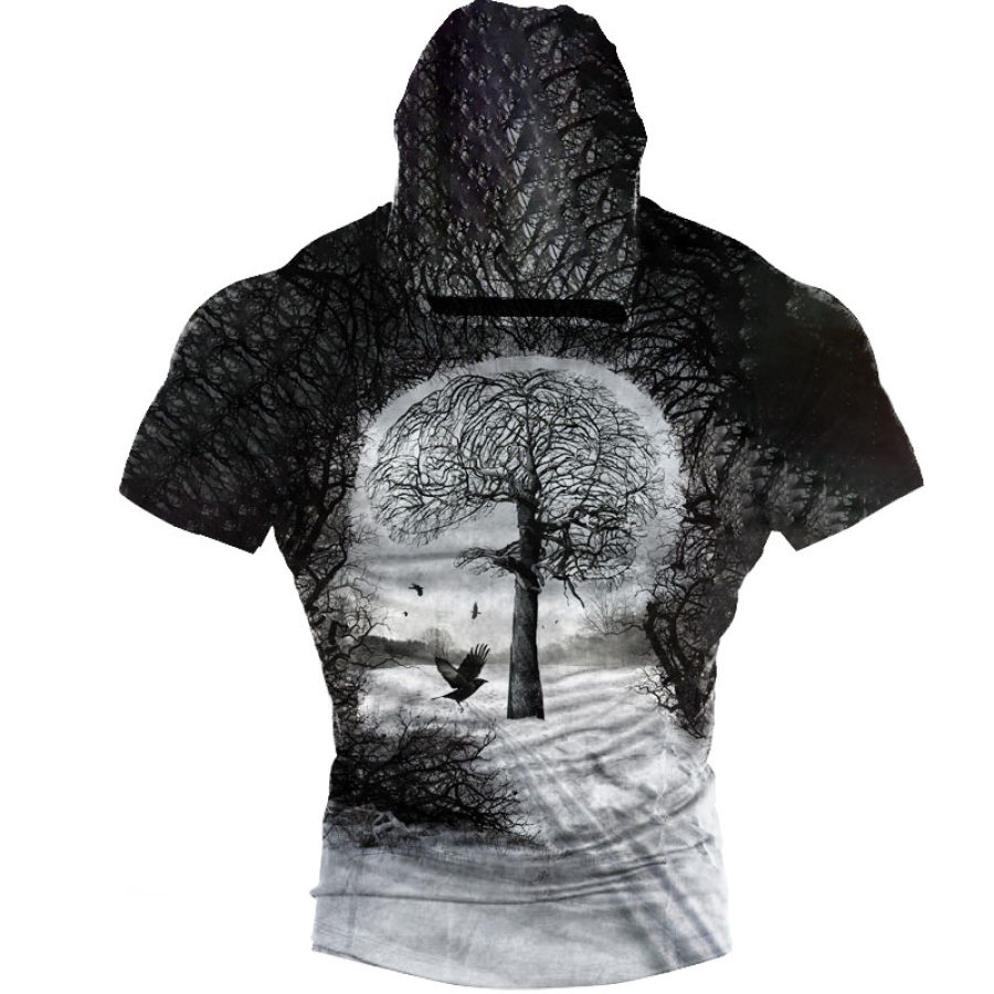 

Men's Avatar Art Abstract Painting Print Hooded Short Sleeve T-Shirt