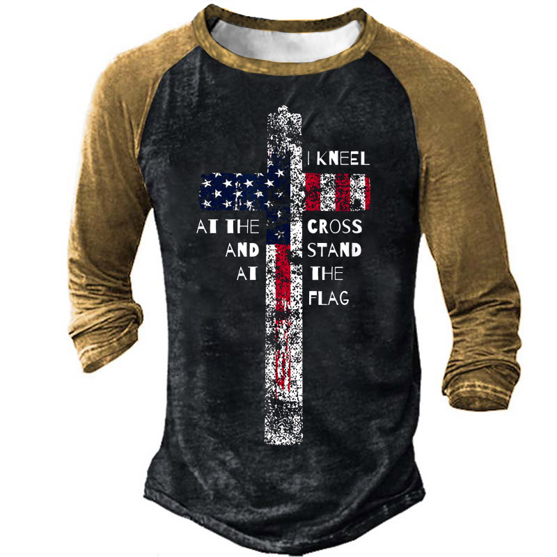 Men's Outdoor I Kneel Chic At The Cross Stand Flag Long Sleeve T-shirt