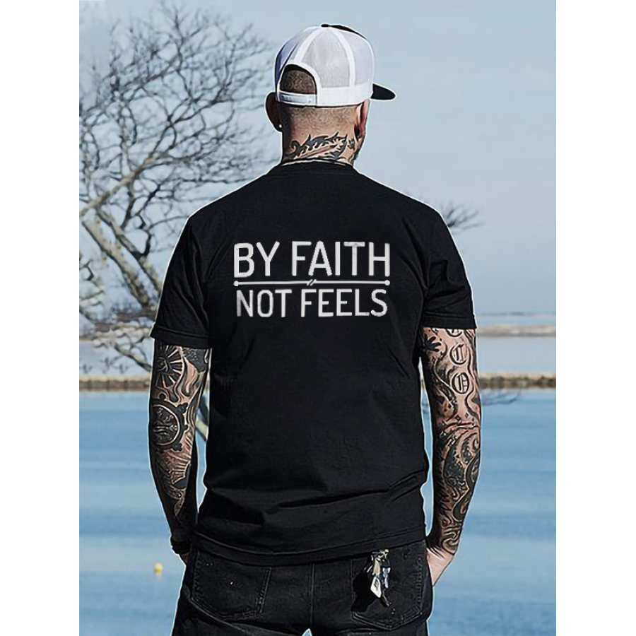 

Men's By Faith Not Feels Printed Cotton T-Shirt
