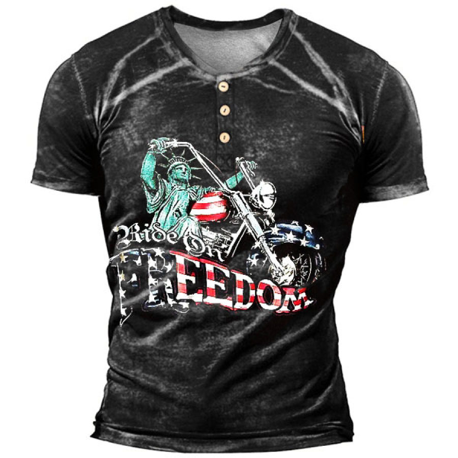 

Men's Freedom Henley Short Sleeve T-Shirt