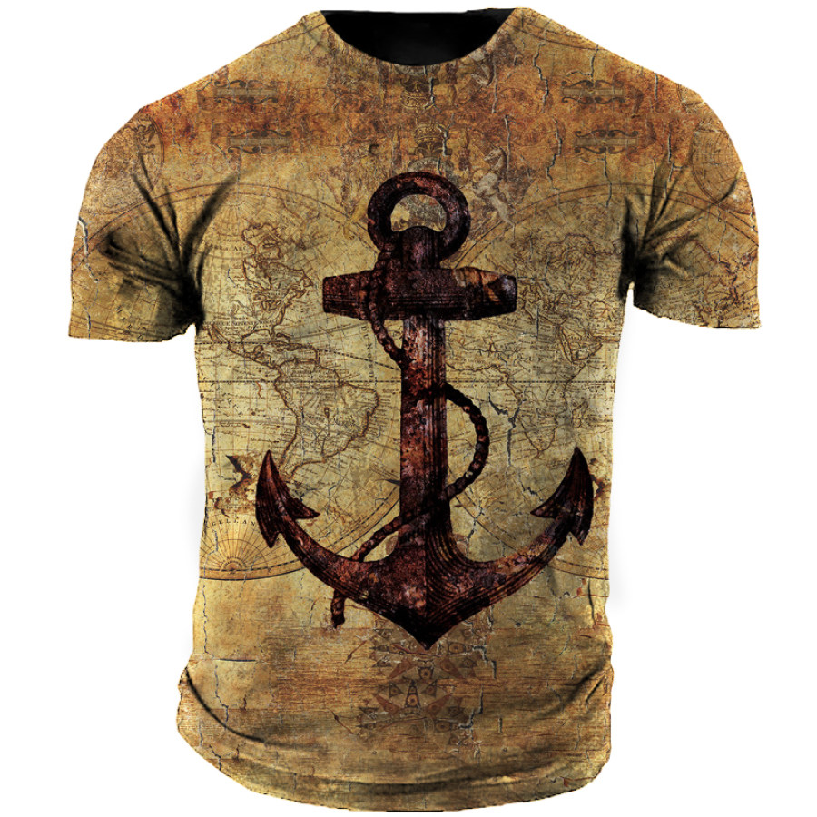 

Vintage Map Anchor Men's Printed Short Sleeve T-Shirt