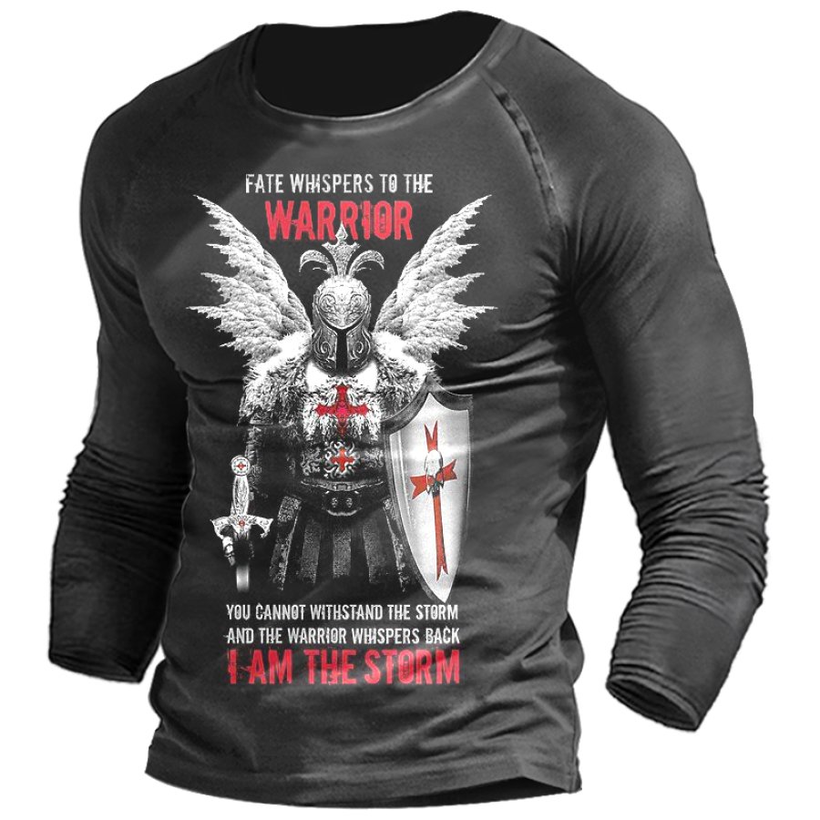 

Fate Whispers To The Warrior I Am Storm Men's Templar Print T-Shirt