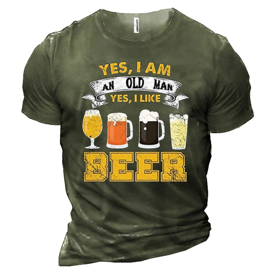 

I'm An Old Man I Like Beer Men's Cotton Print T-Shirt